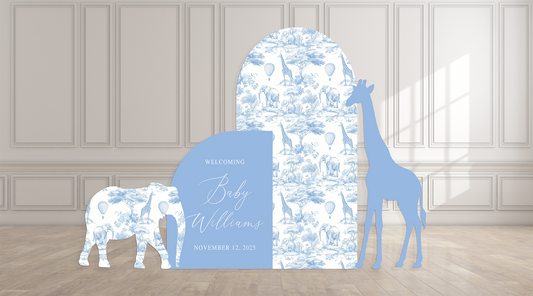 Toile Safari Themed Foam Backdrop with Animal Cutouts
