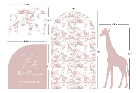 Toile Safari Themed Foam Backdrop with Animal Cutouts