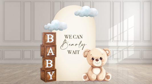 We Can "Bearly" Wait Themed Foam Backdrop with Cutouts
