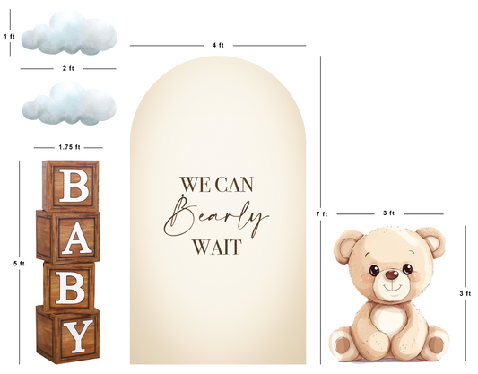 We Can "Bearly" Wait Themed Foam Backdrop with Cutouts