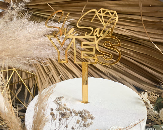 She Said Yes Cake Topper