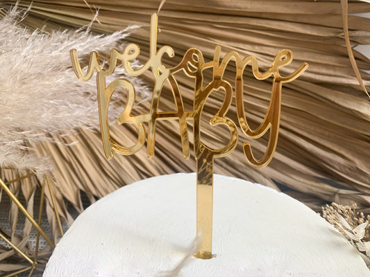 Welcome Baby Gender Reveal Cake Topper