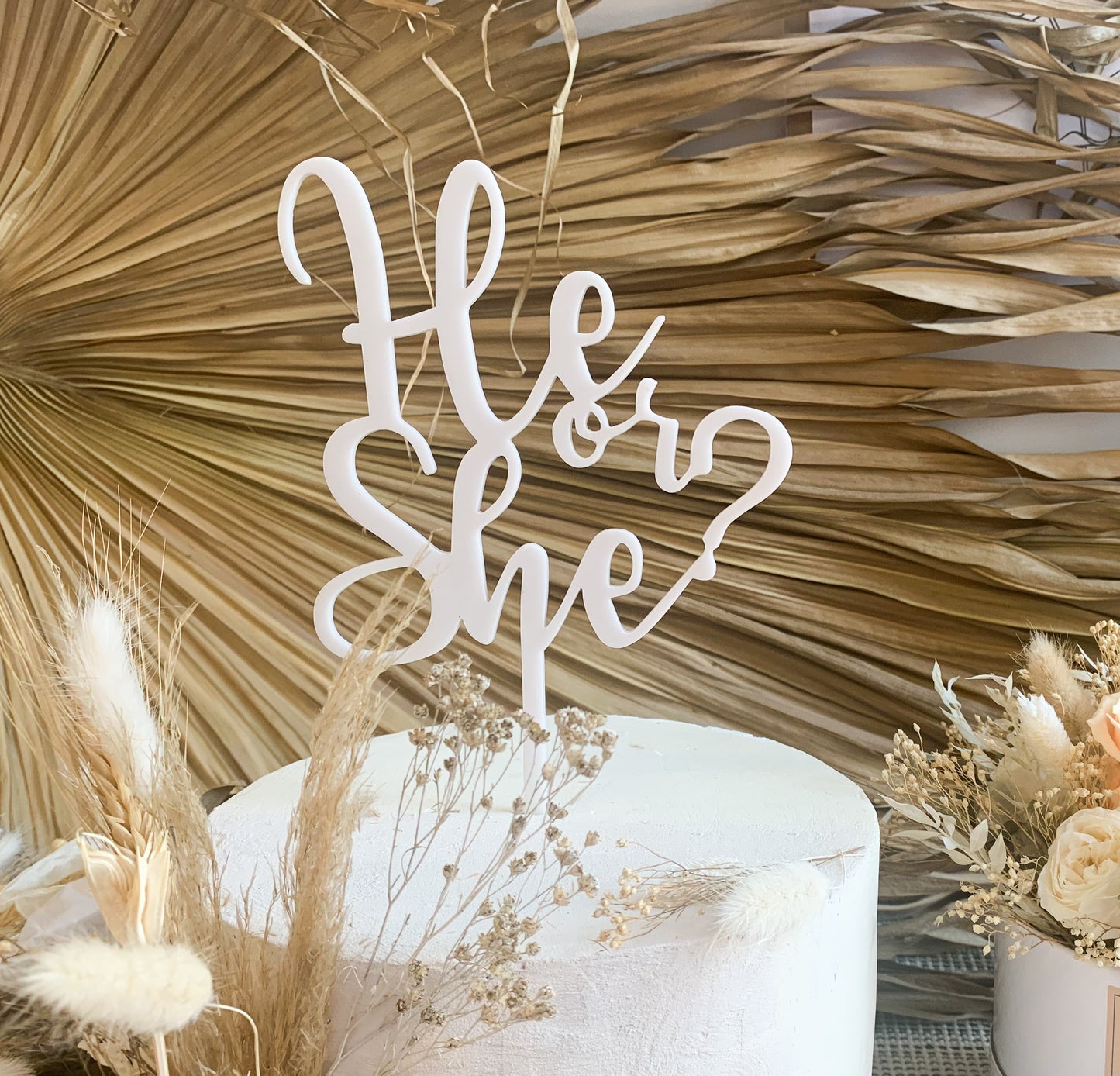 He or She Gender Reveal Cake Topper 2