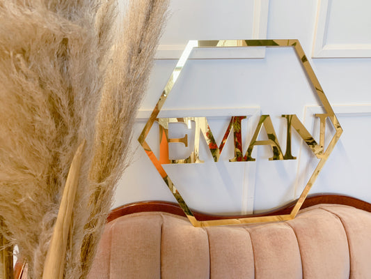Hexagon Large Sign - Custom Name
