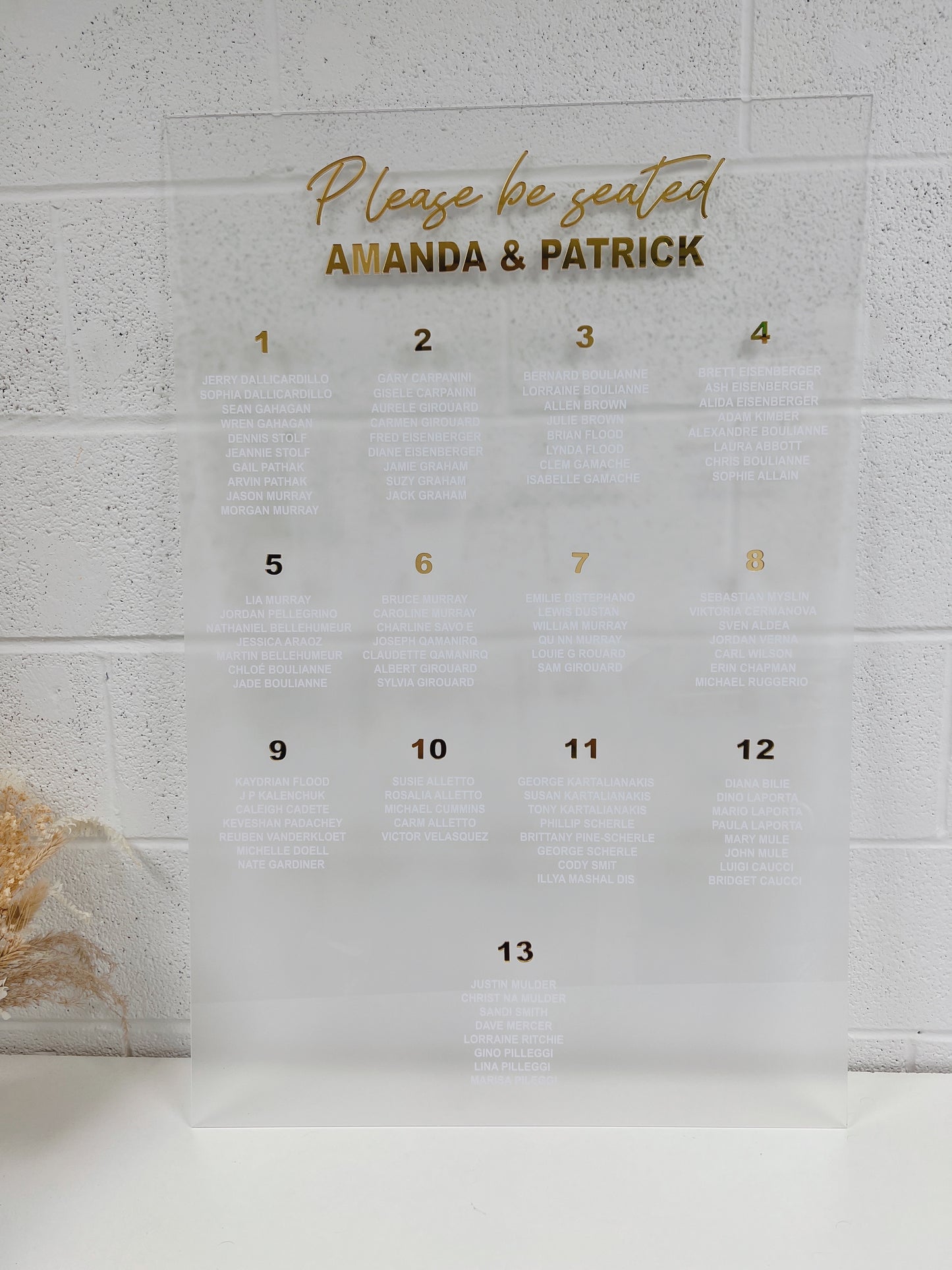 Wedding Seating Chart with 3D Acrylic Titles