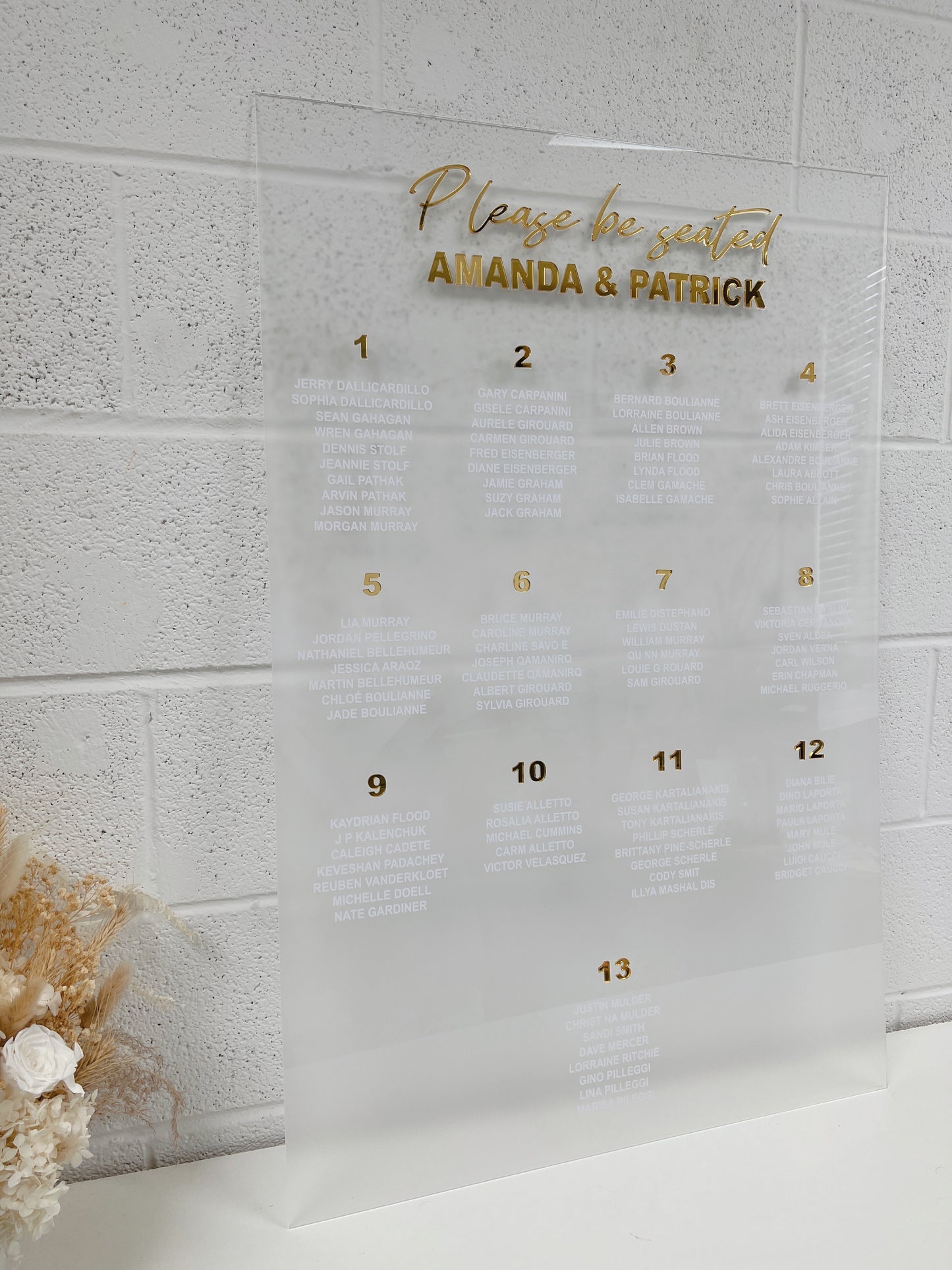 Wedding Seating Chart with 3D Acrylic Titles