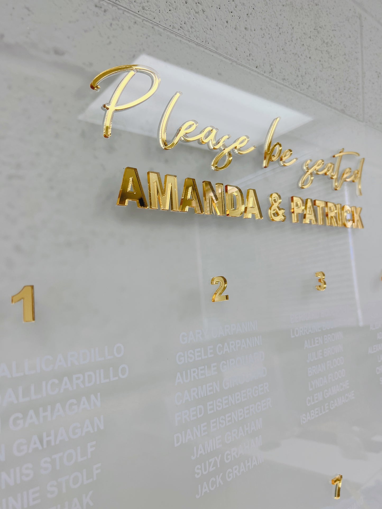 Wedding Seating Chart with 3D Acrylic Titles