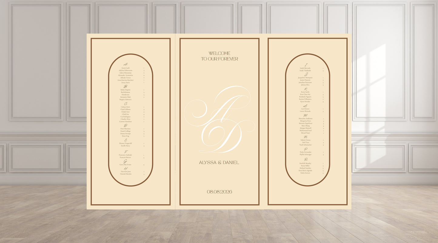 Large Foam Board Seating Chart with Welcome Sign - 3 panel