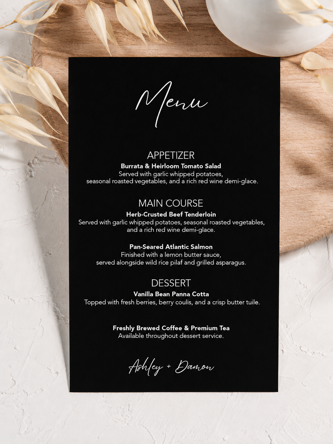 Cardstock Wedding Menu - Classic Rectangle