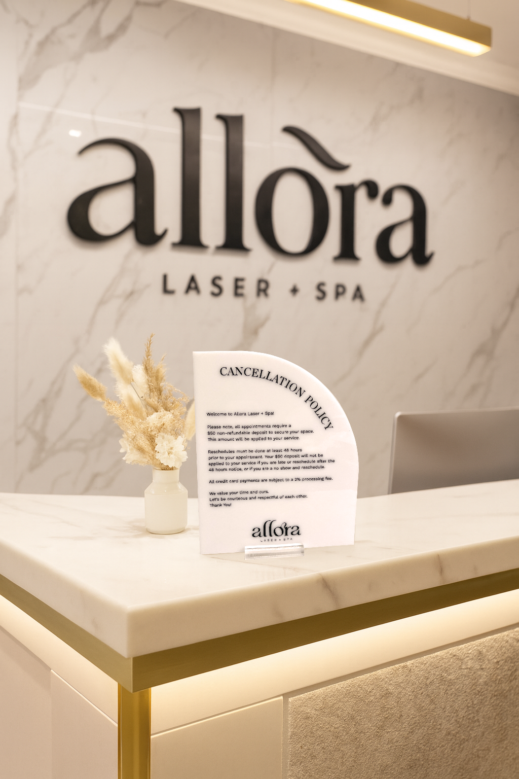 Custom Reception Desk Sign - Pricing, Store Policy or Logo - Half Arch