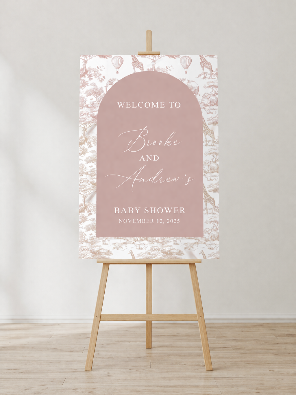 Toile Safari Baby Shower Welcome Sign – Custom Foam Board