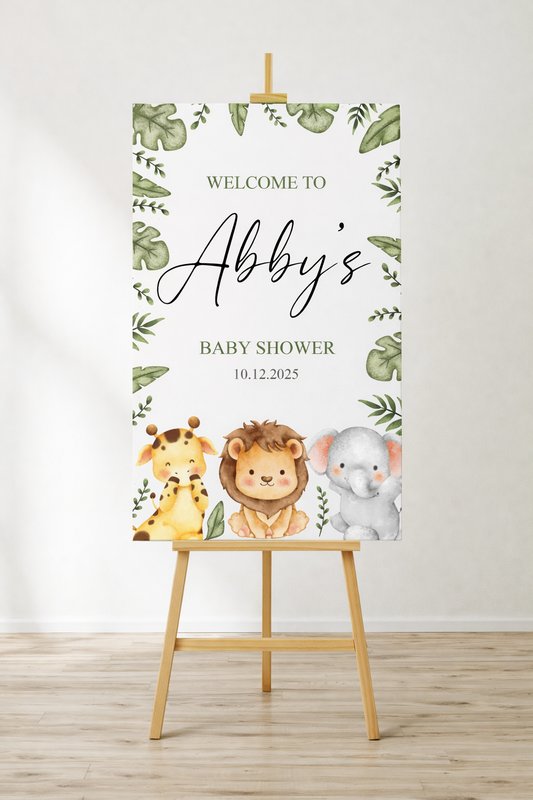 Safari Animal First Birthday Welcome Sign – Custom Jungle Foam Display