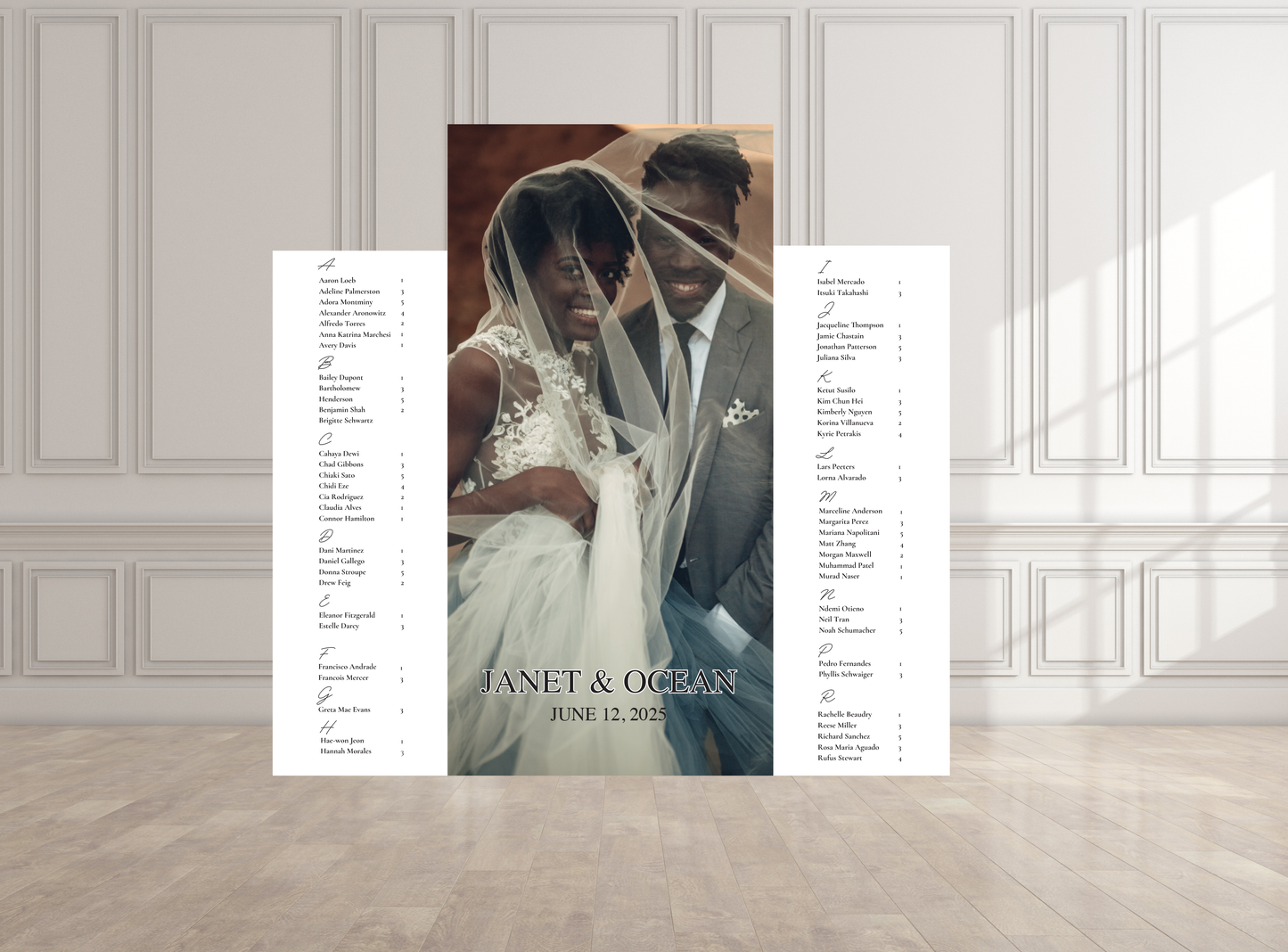 Large Foam Board Seating Chart with Custom Photo