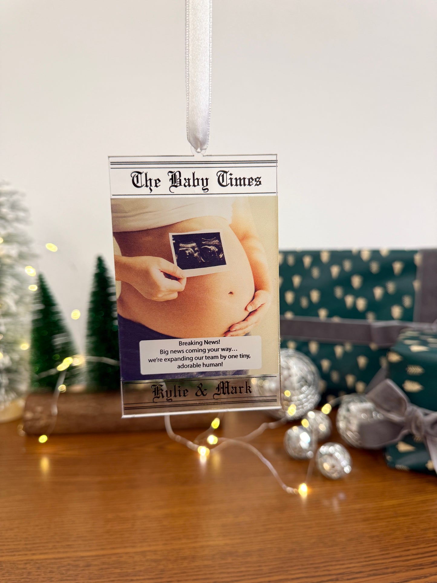 Custom Newsprint Acrylic Christmas Ornament