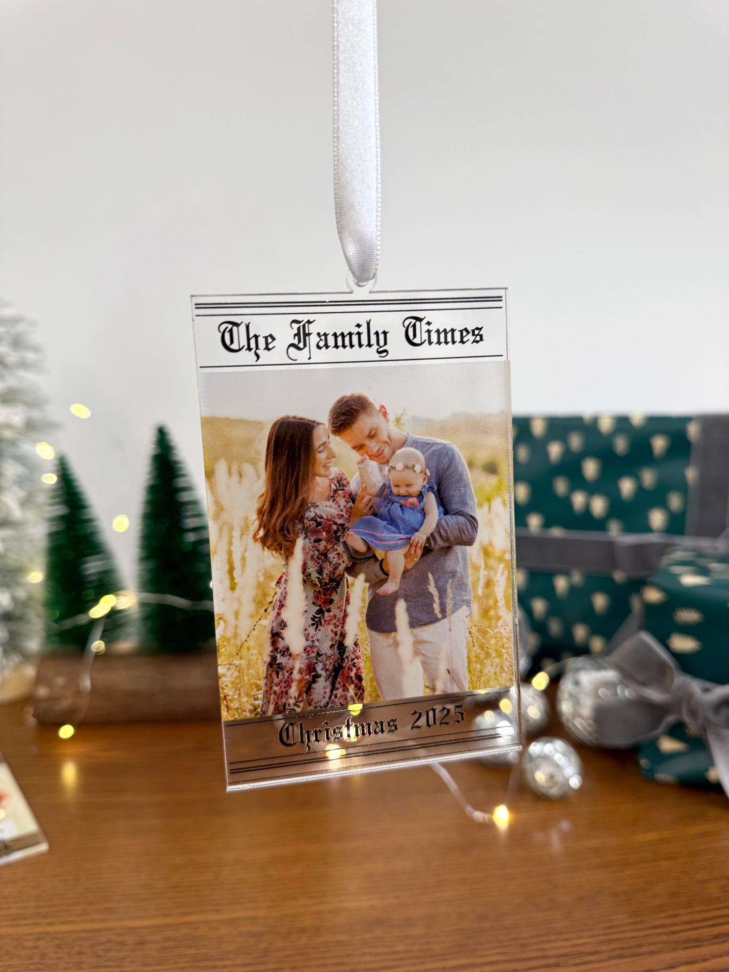 Custom Newsprint Acrylic Christmas Ornament