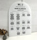 Seating Chart with Initials in Arch Acrylic