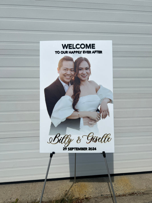 Custom Acrylic Welcome Sign: UV Printed Photo, 3D Writing