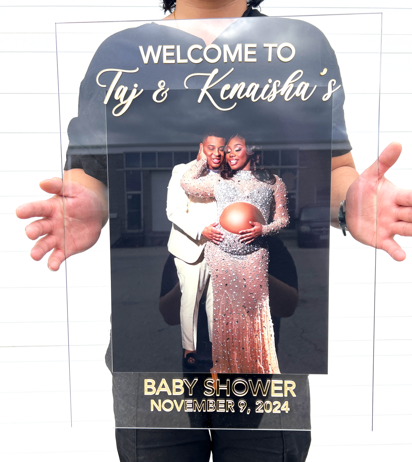 Welcome Sign with UV Printed Photo in Acrylic with 3D Acrylic Writing