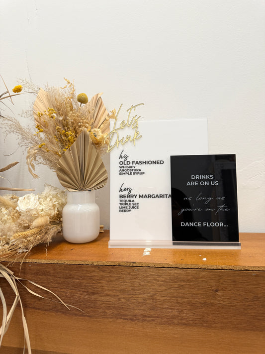 Double Bar Menu with 3D Cutout writing