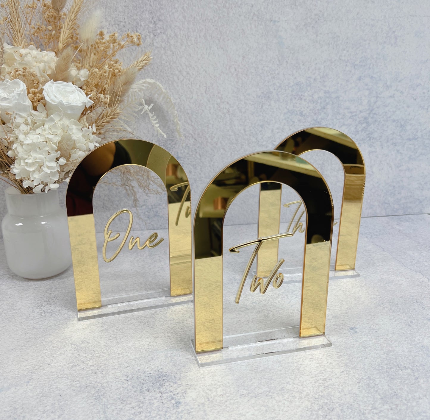 3D Number Acrylic Table Number - Rainbow Arch