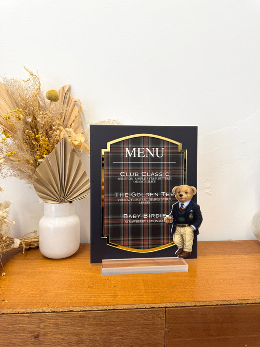 Polo-Inspired Acrylic Bar Menu – Baby Shower