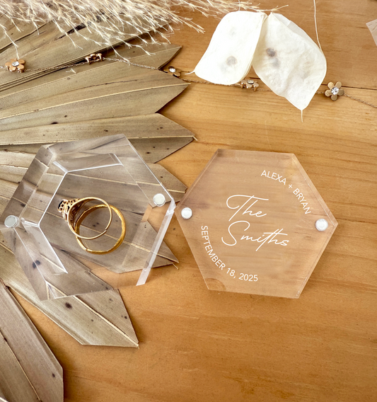 Custom Hexagon Acrylic Ring Box – Classic