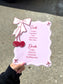 Coquette Bow + Cherry Bar Acrylic Wavy Menu with 3D Accents