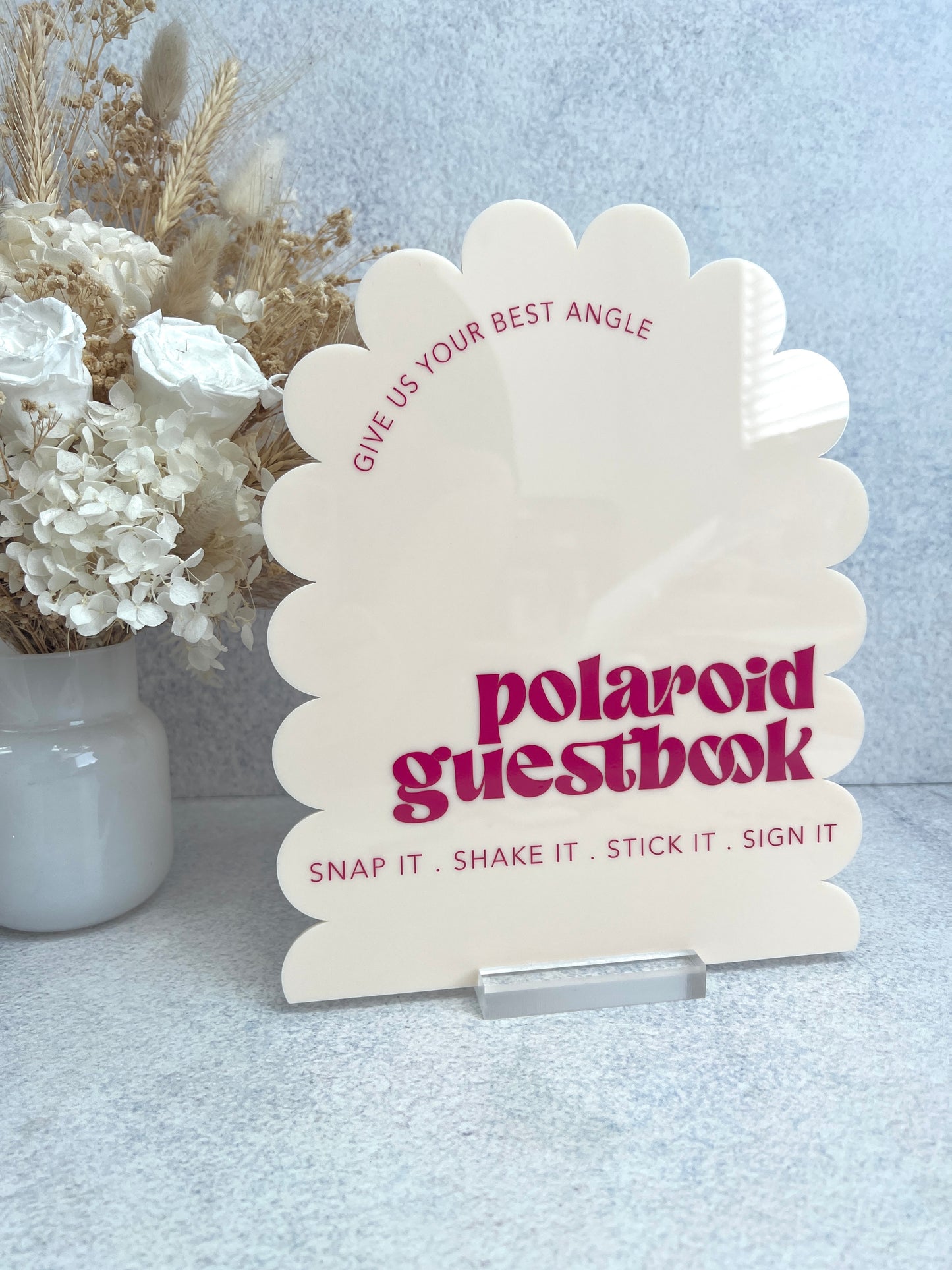 Polaroid Guestbook Arch Sign - Wavy