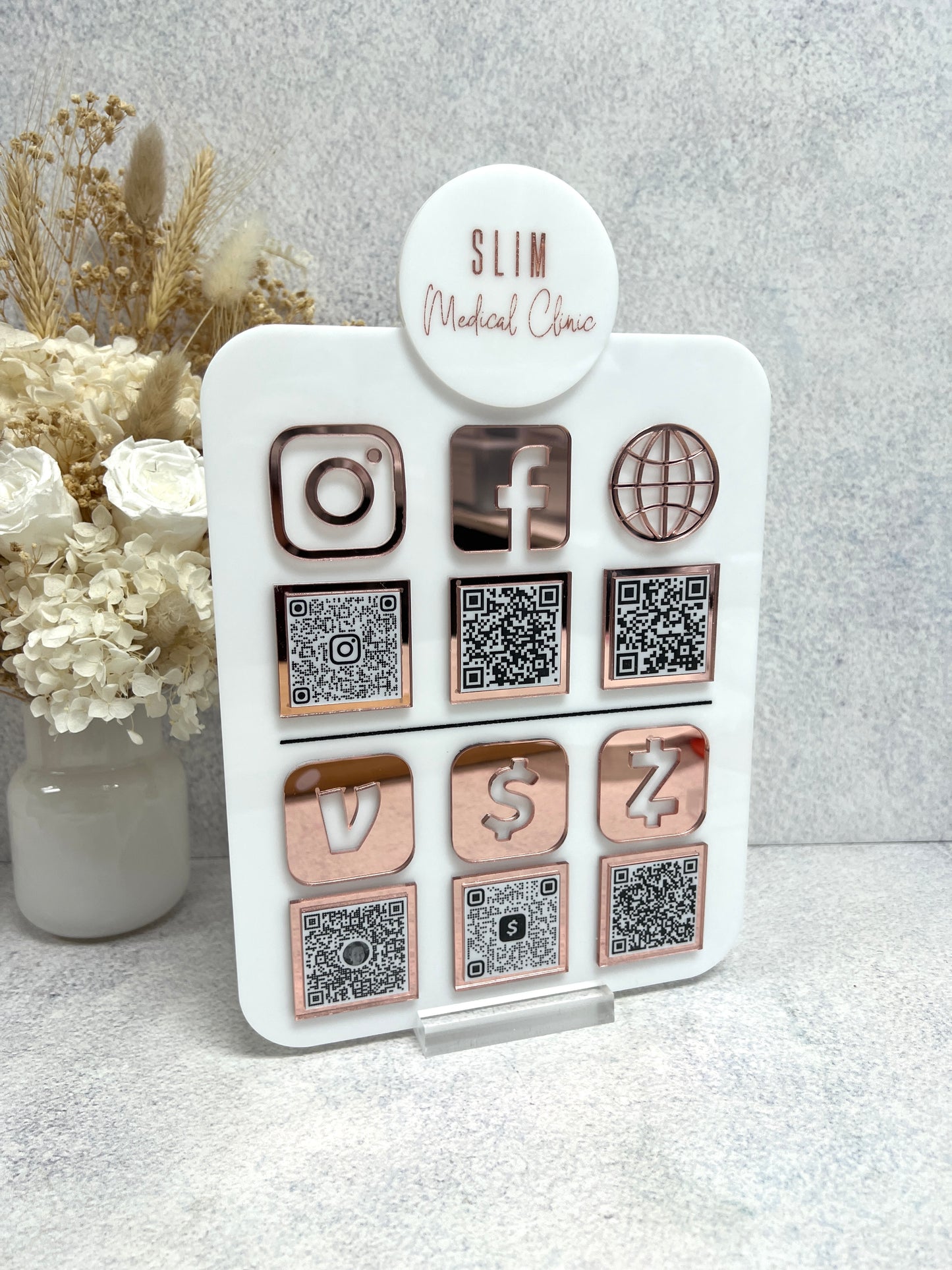 Social Media Sign - QR code with Your Logo (3-4 QR Codes)