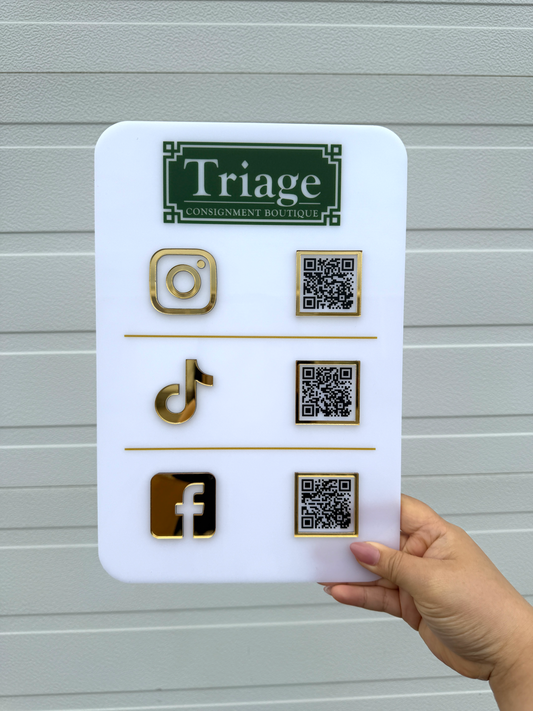 Social Media Sign - QR code with Your Logo (3-4 QR Codes)