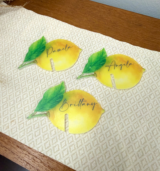 (12 pcs)Acrylic Drink Markers with custom Name or Writing Lemon Watercolor Print