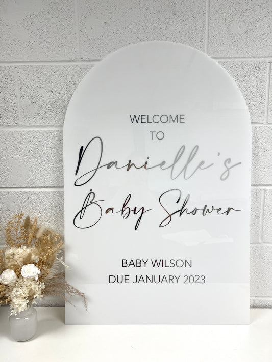 Arch Acrylic Welcome Sign - Baby Shower
