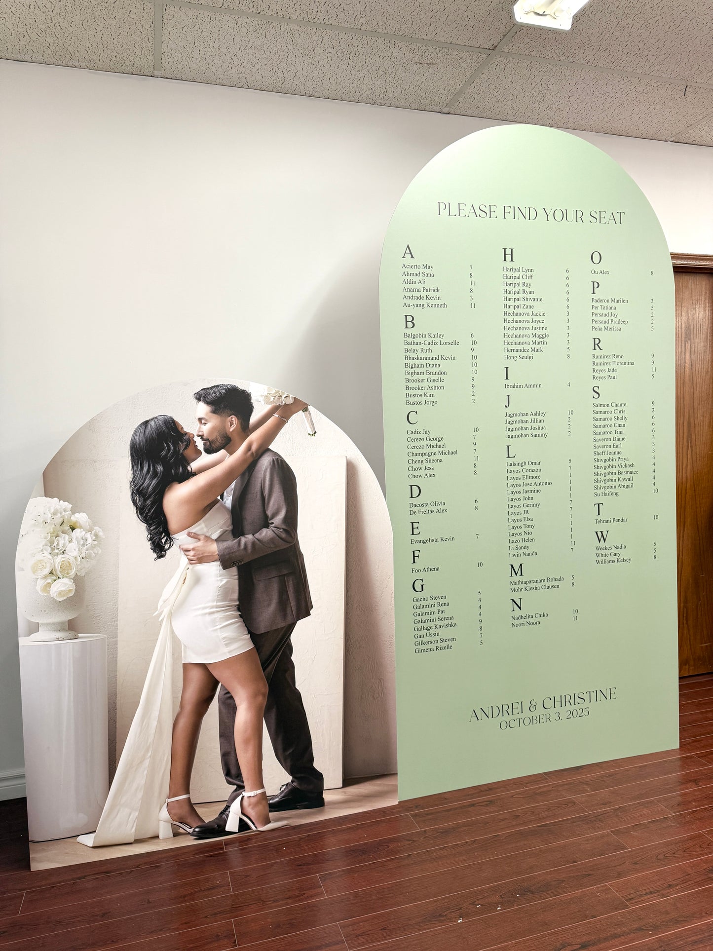 Large Foam Board Seating Chart with Custom Photo