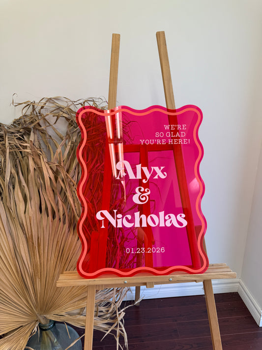 Acrylic Wavy Edged Welcome Sign