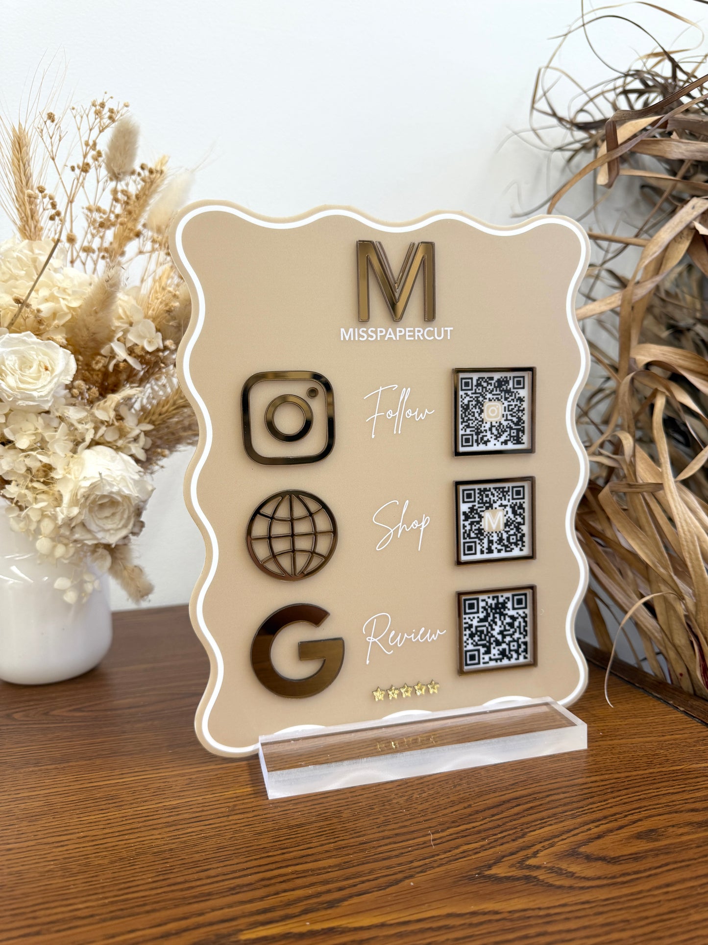 Social Media QR Wavy Acrylic Sign