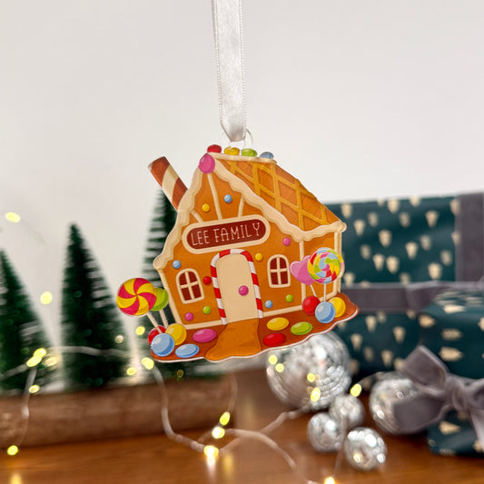 Ginger Bread House Custom Acrylic Ornament – Personalized Holiday Keepsake