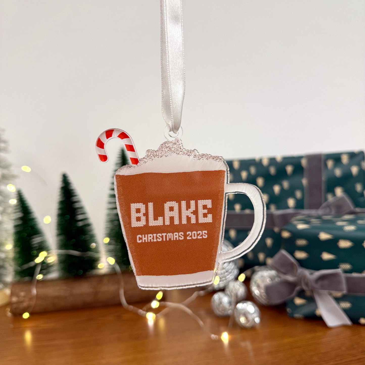 Hot Cocoa Custom Acrylic Ornament – Personalized Holiday Keepsake