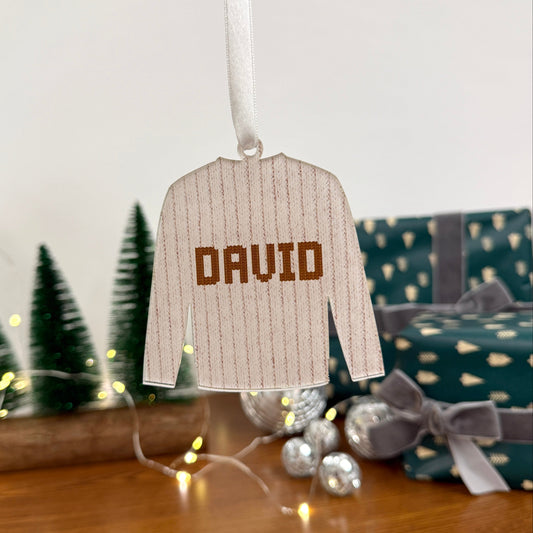 Knitted Sweater Custom Acrylic Ornament – Personalized Holiday Keepsake