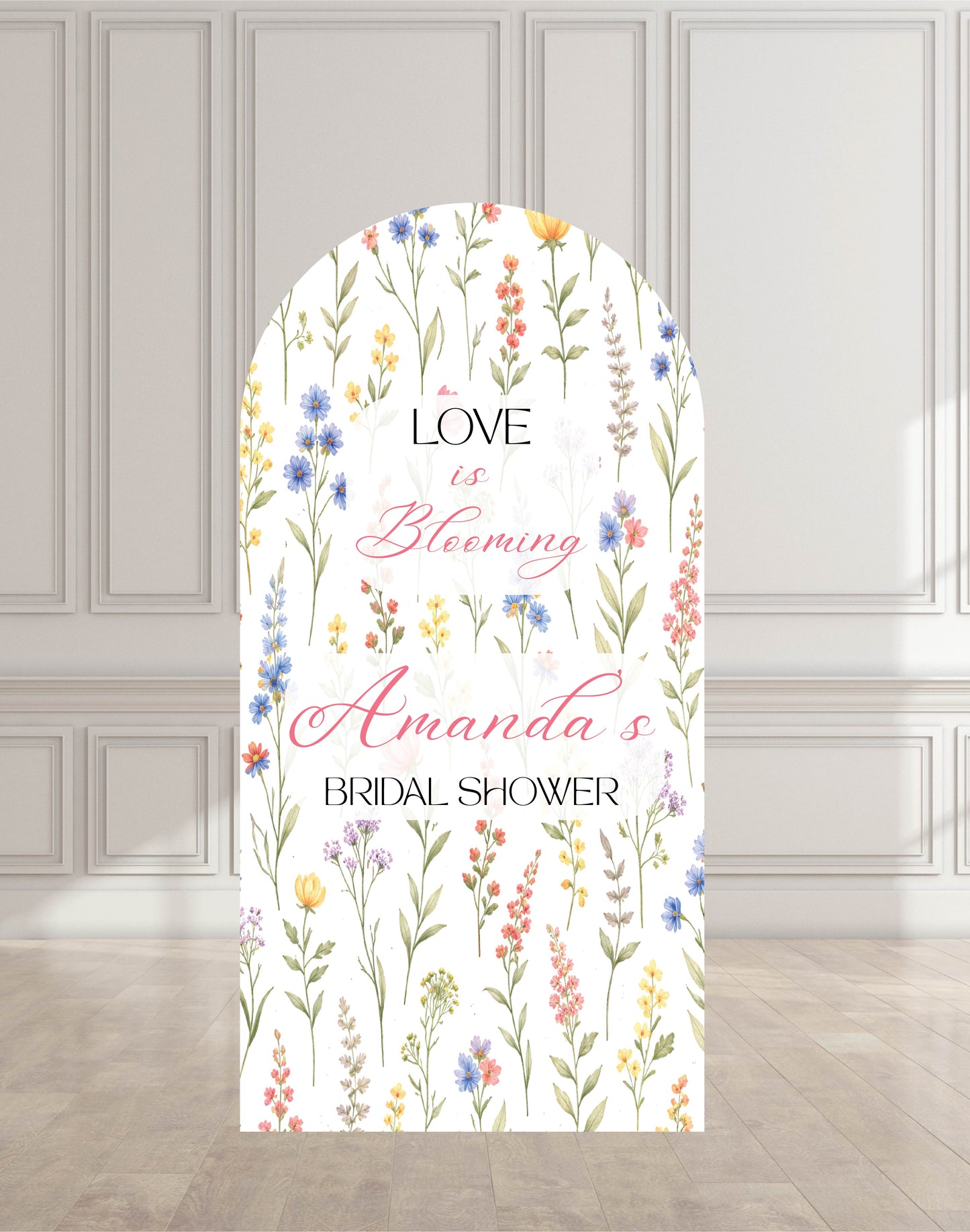 Love is Blooming Wildflower Backdrop – Large Arch Foam Bridal Shower Sign