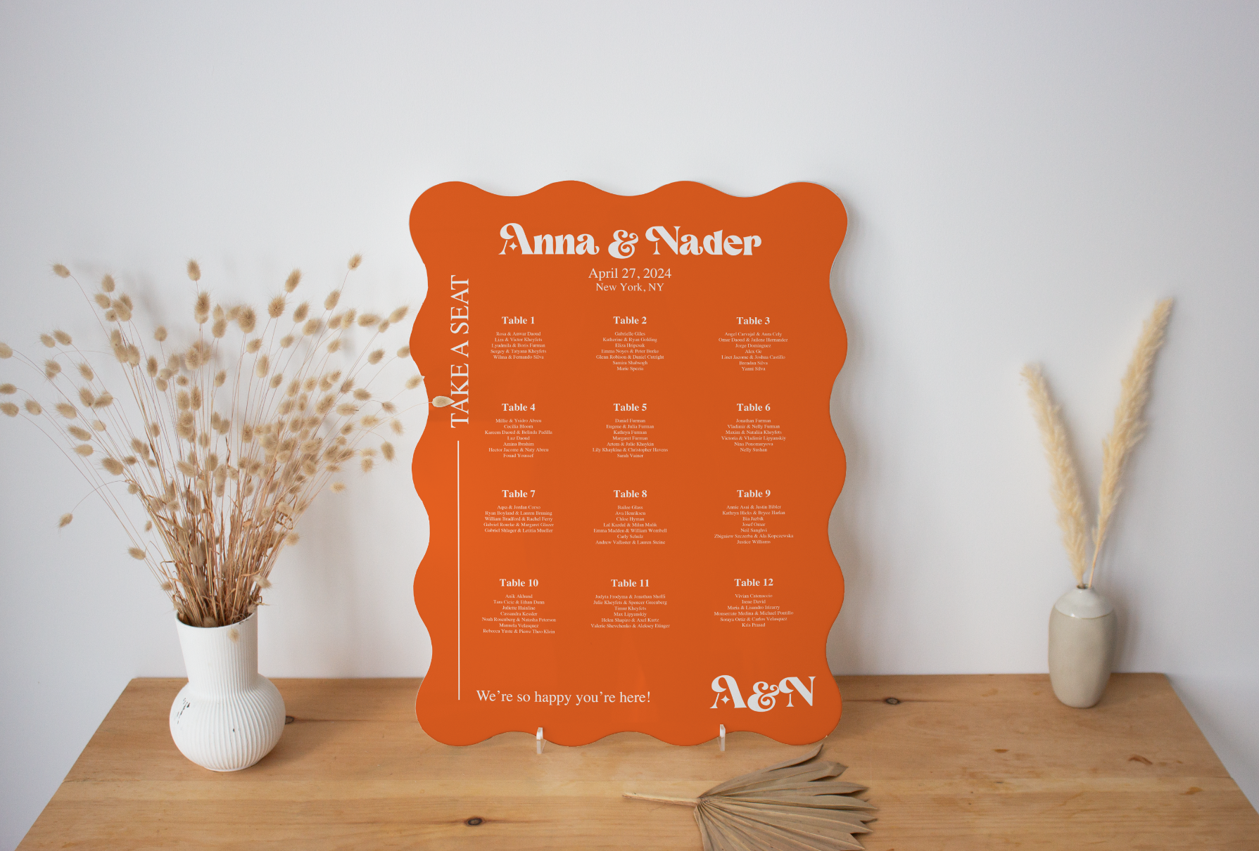 Seating Chart in Wavy Edged Acrylic Sign – MissPaperCut