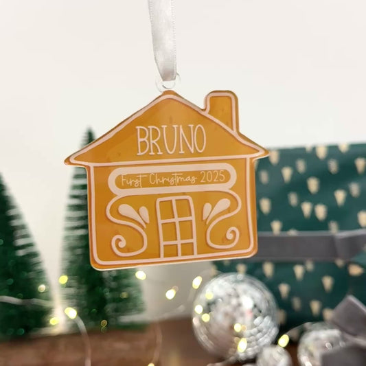 Ginger Bread House Custom Acrylic Ornament – Personalized Holiday Keepsake