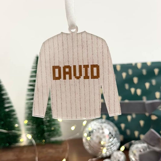 Knitted Sweater Custom Acrylic Ornament – Personalized Holiday Keepsake