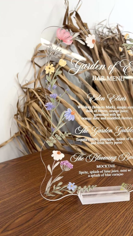 Wildflower Acrylic Bar Menu