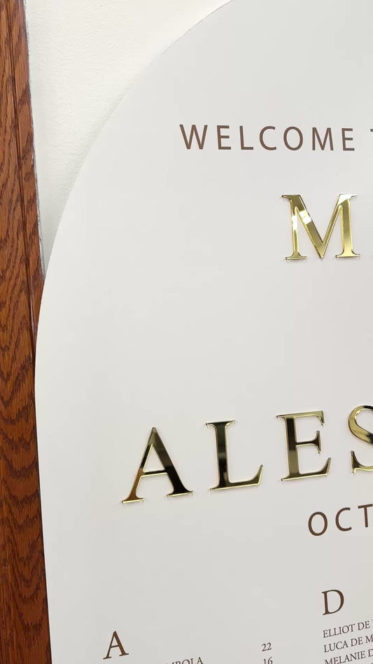 Large Foam Seating Chart Arch with 3D Acrylic Titles