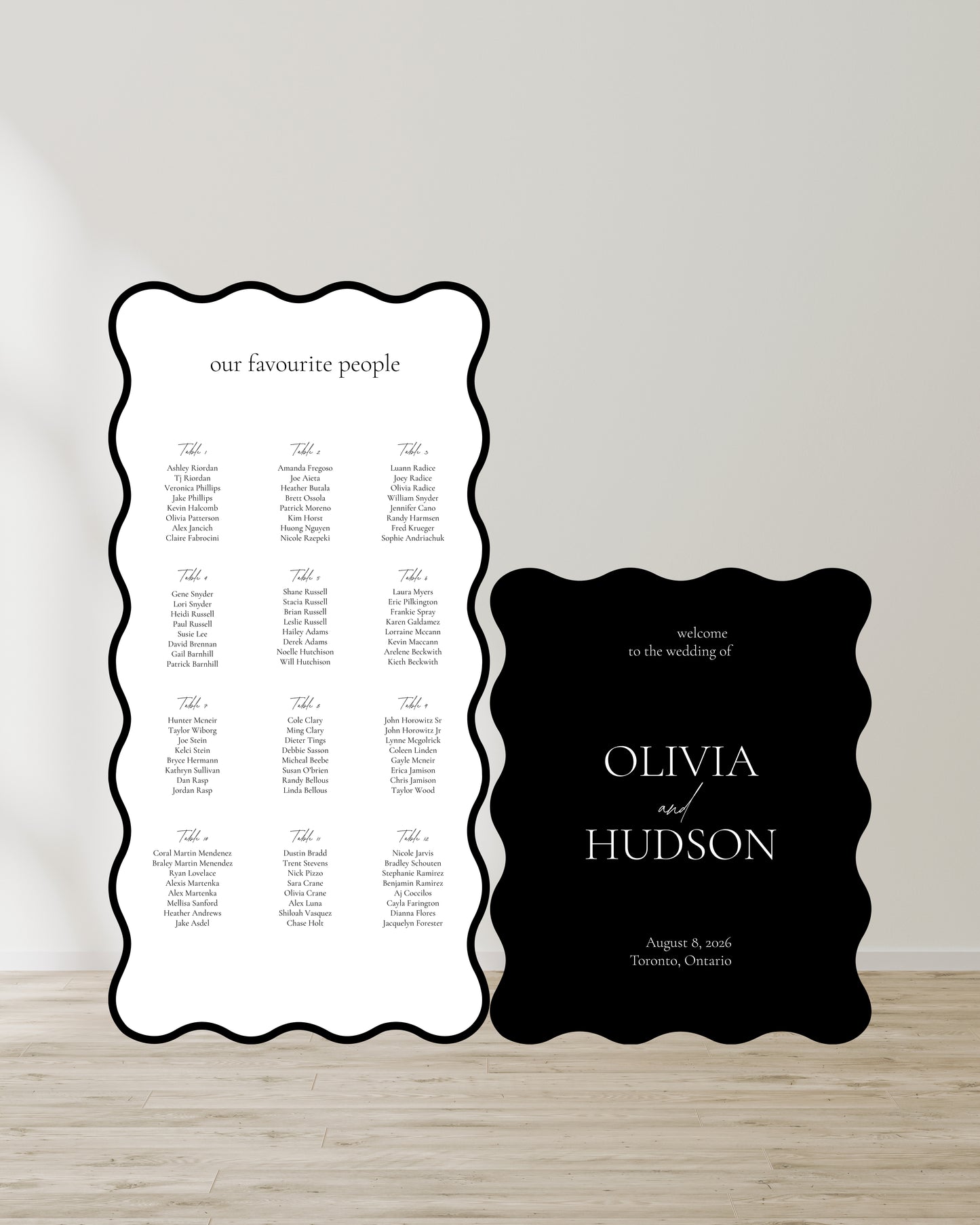 Large Wavy Foam Seating Chart with Foam Welcome Sign