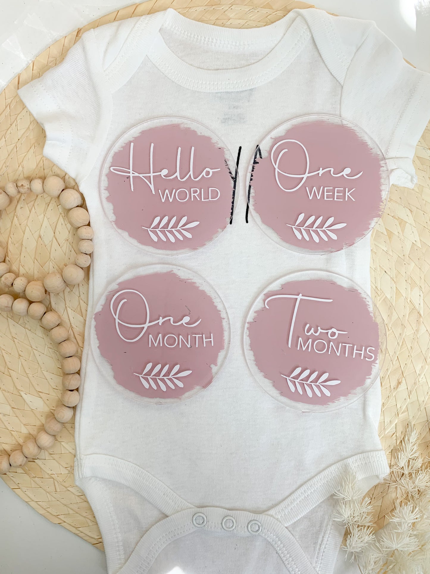 Round Acrylic Baby Milestone Birth Announcement