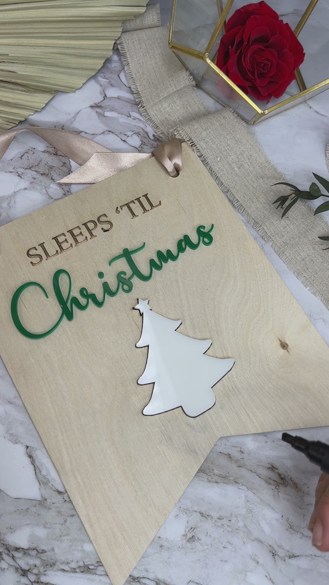 Sleeps Till Christmas Sign - Christmas Countdown Sign - Wood 4