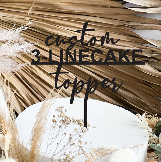 Custom 3-line Cake Topper