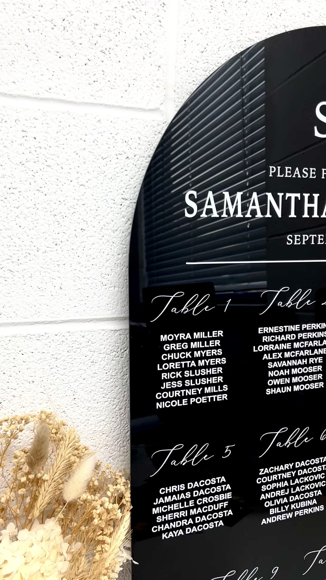 Arch Acrylic Seating Chart Sign three