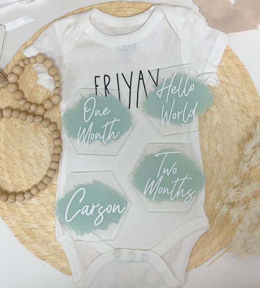 Octagon Acrylic Baby Milestone Birth Announcement 
